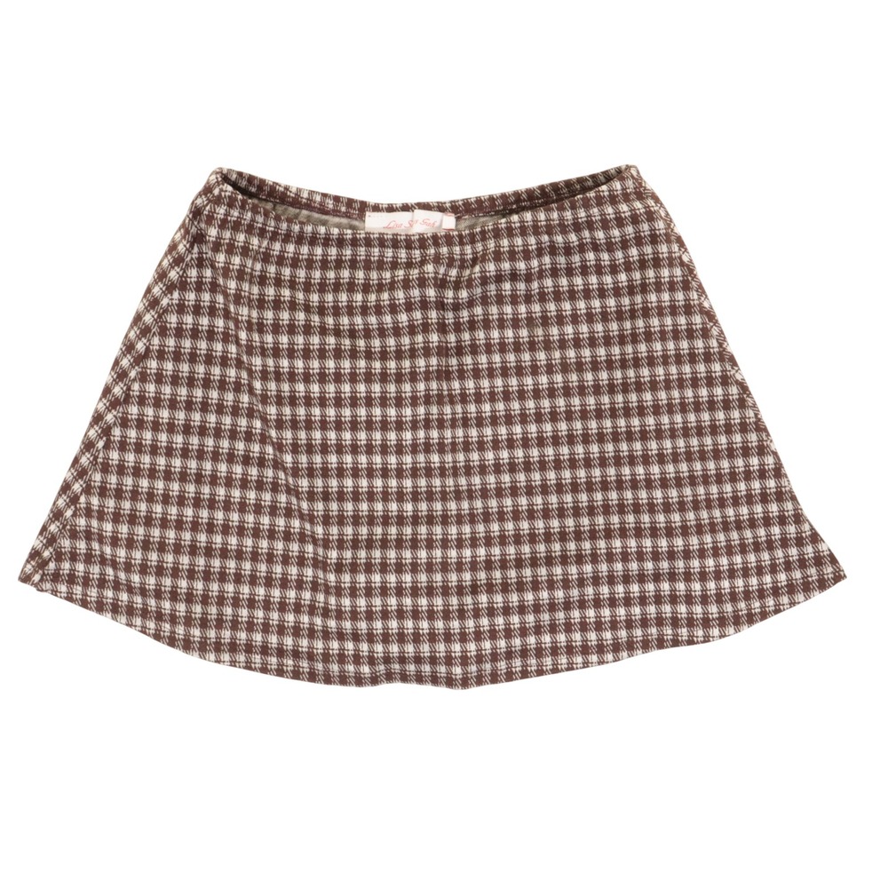 Lisa Says Gah Mini Skirt Skort Women M Brown Checkered Houndstooth Shorts USA